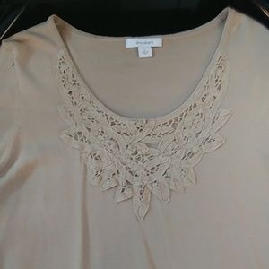 Crochet and applique detail knit top